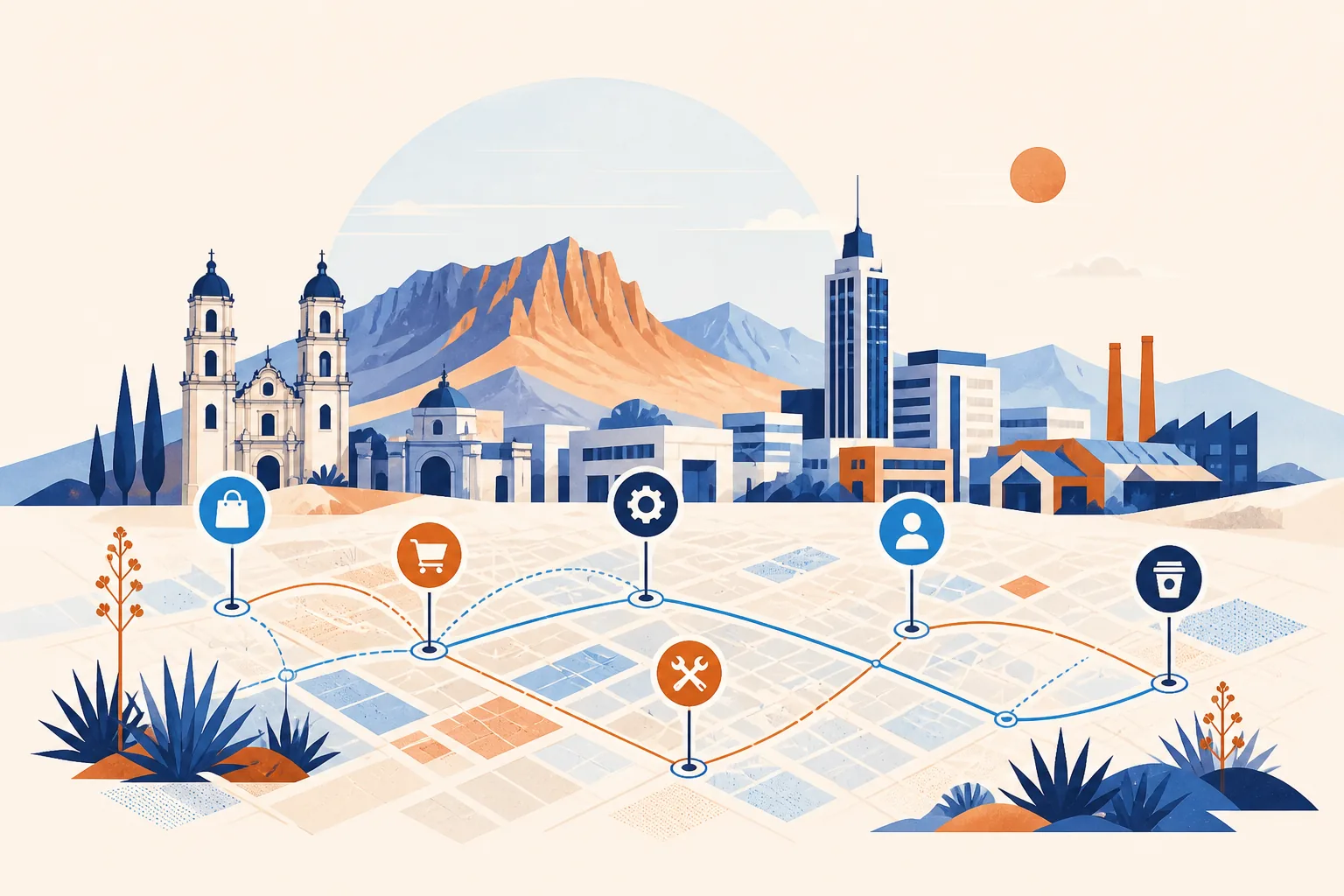 Posicionamiento web en Chihuahua 3 Ilustración del mercado local y negocios en Chihuahua