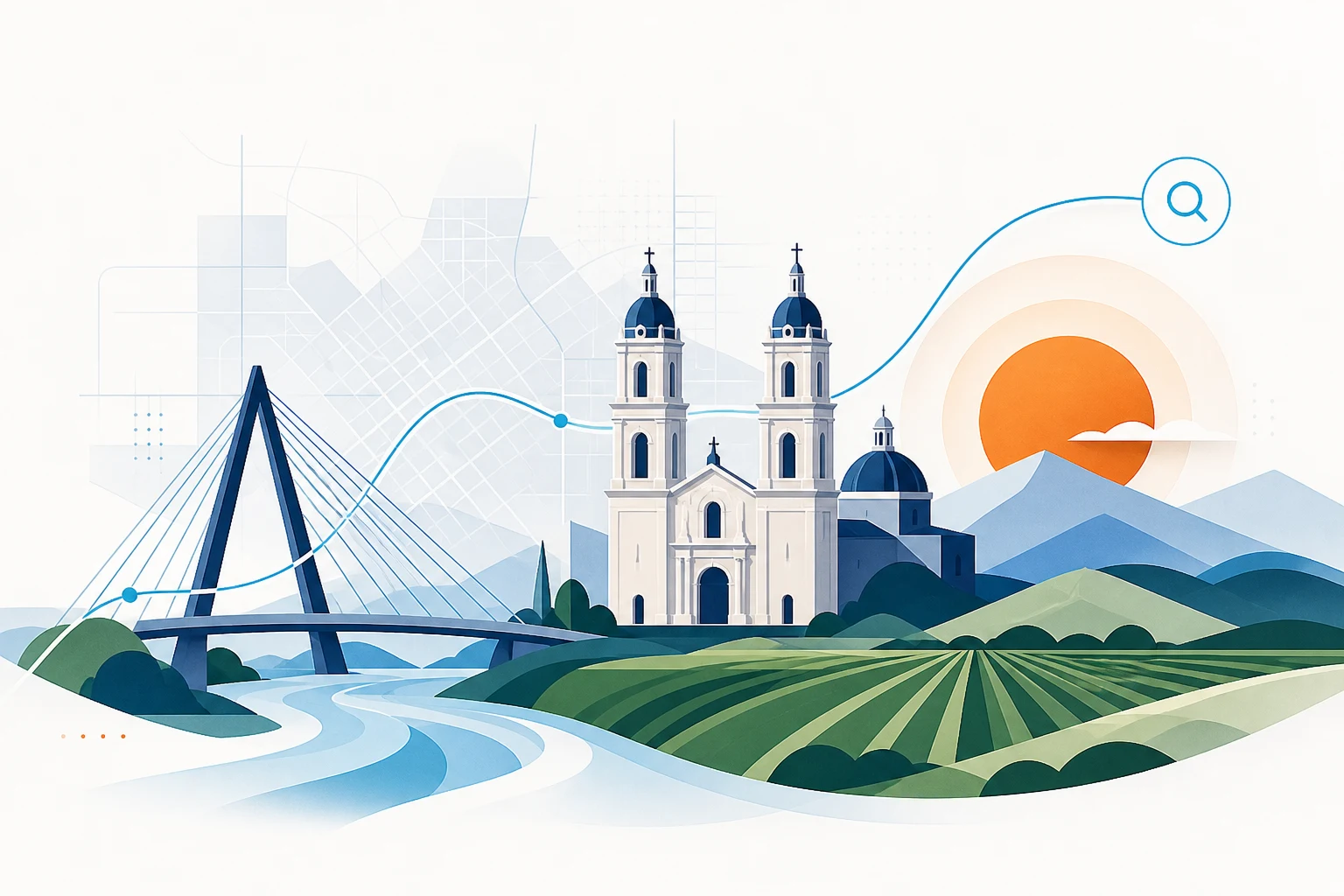 Agencia SEO Culiacán 2 Ilustración de estrategia digital y actividad agrícola en Culiacán
