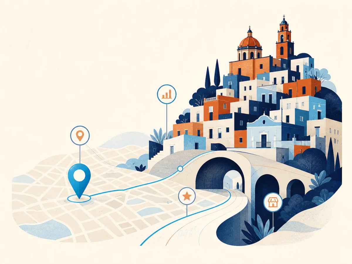 Ilustración editorial de posicionamiento SEO en Guanajuato