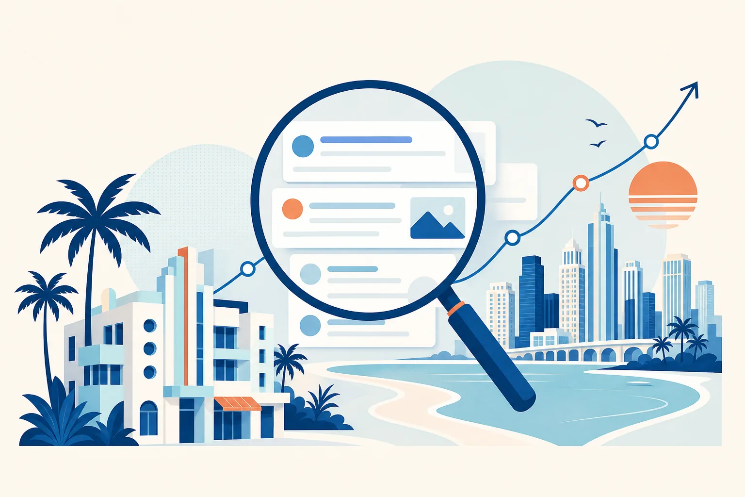 Ilustración de posicionamiento orgánico en Miami