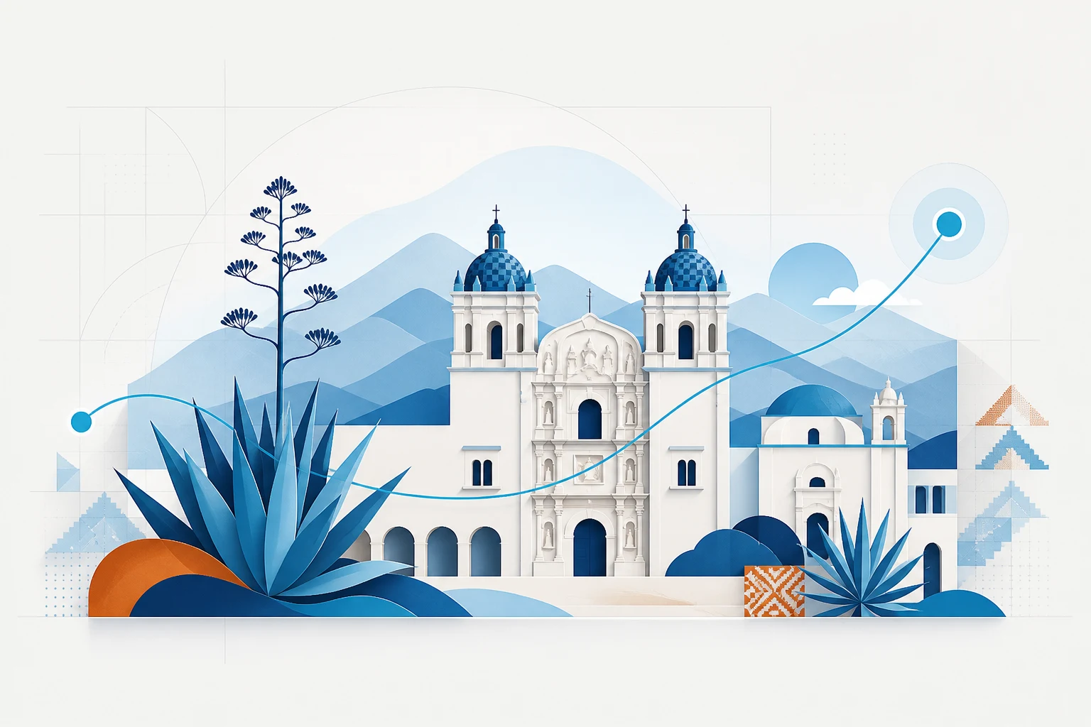 Agencia SEO Oaxaca 2 Ilustración de estrategia digital y patrimonio en Oaxaca