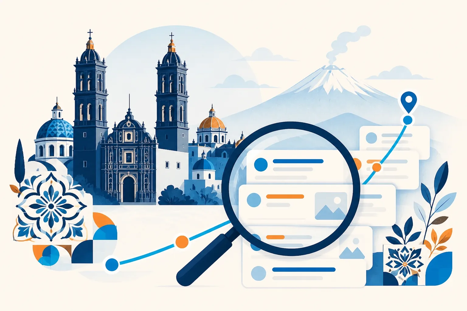 Ilustración de posicionamiento orgánico en Puebla