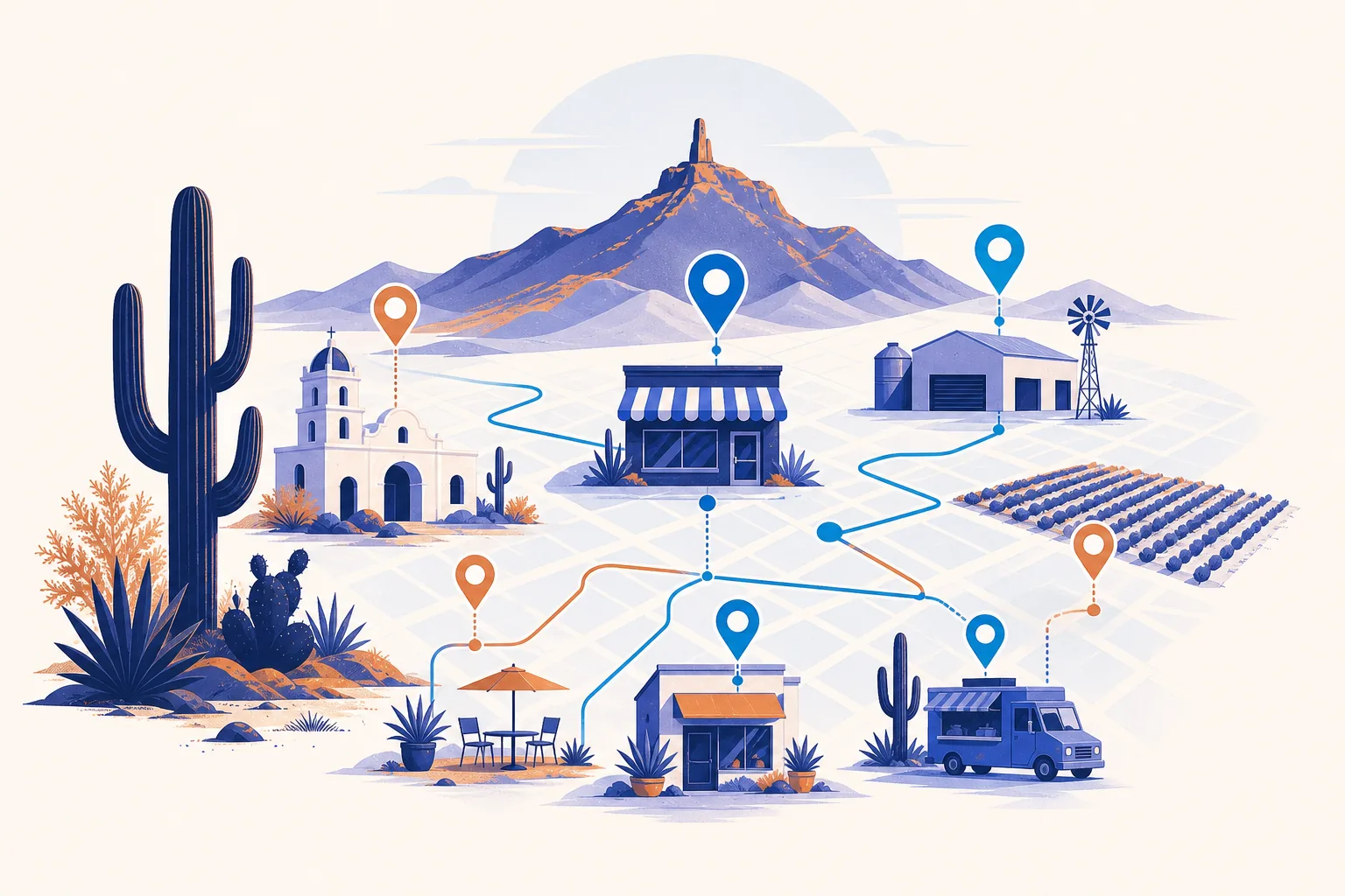 Agencia SEO Sonora 3 Ilustración del mercado local y negocios en Sonora