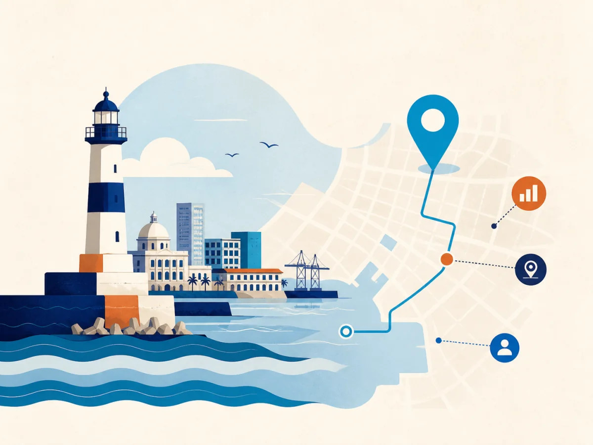 Ilustración editorial de posicionamiento SEO en Veracruz