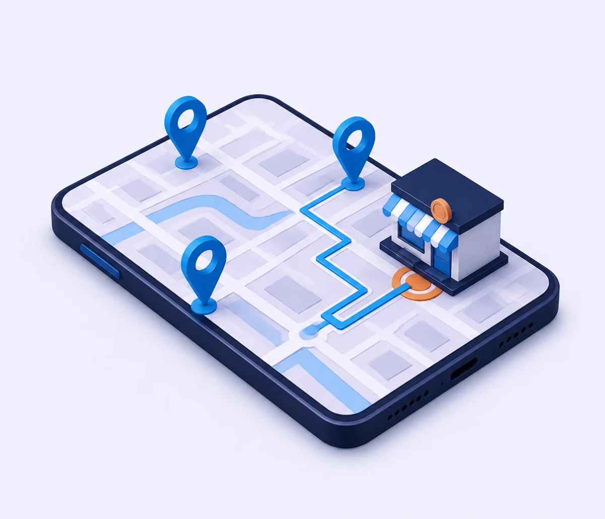Persona buscando «restaurante cerca de mí» en el celular, resultados con mapa