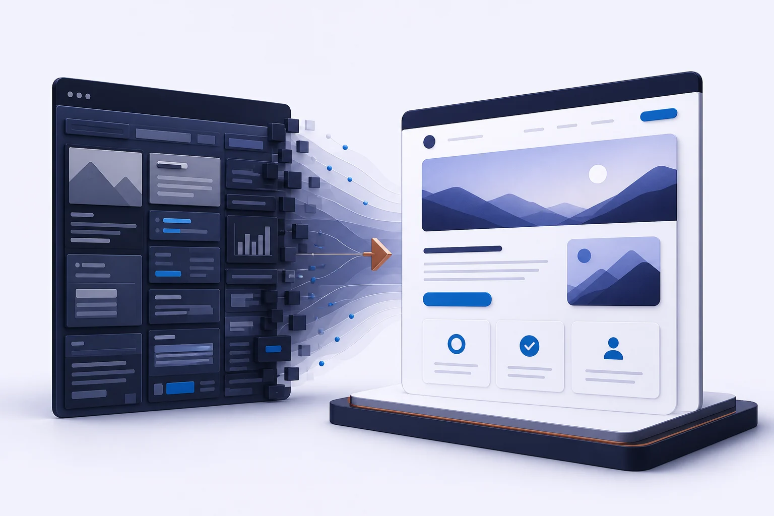 Antes y después del rediseño de un sitio web