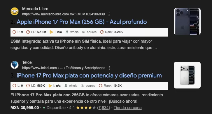 Datos estructurados de productos Datos estructurados de productos