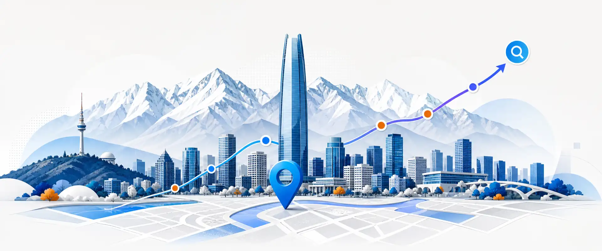 Ilustración de Santiago de Chile y los Andes con crecimiento orgánico